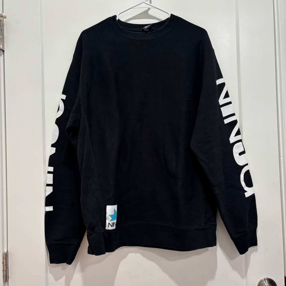 Ninja Tyler Blevins Mens Crewneck Sweatshirt Black Sleeve Graphic Logo Large